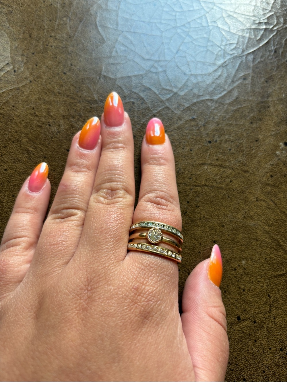 Delicate Gold and Diamond Stackable Fashion Ring Set | Size 8